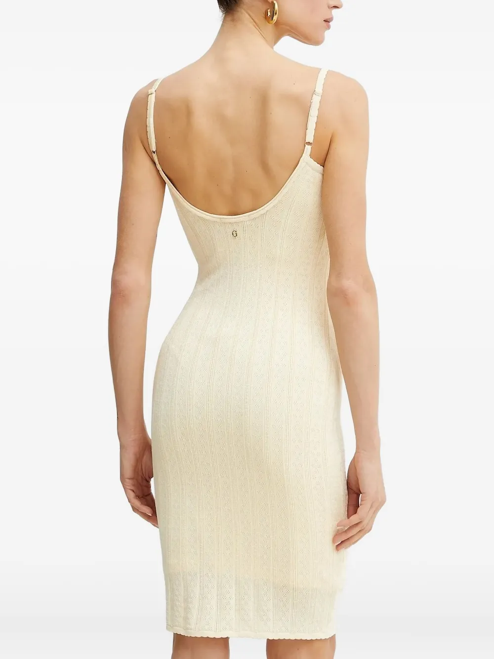 GUESS USA Ribgebreide mini-jurk met strikdetail - Beige