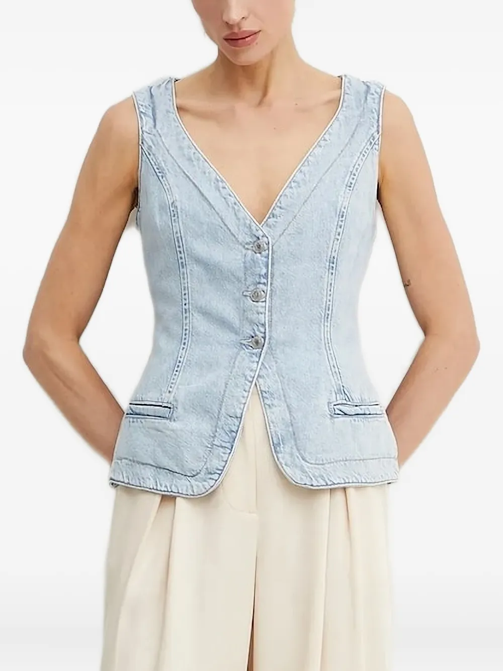 GUESS USA denim button-fastening vest | Blue | Image 1