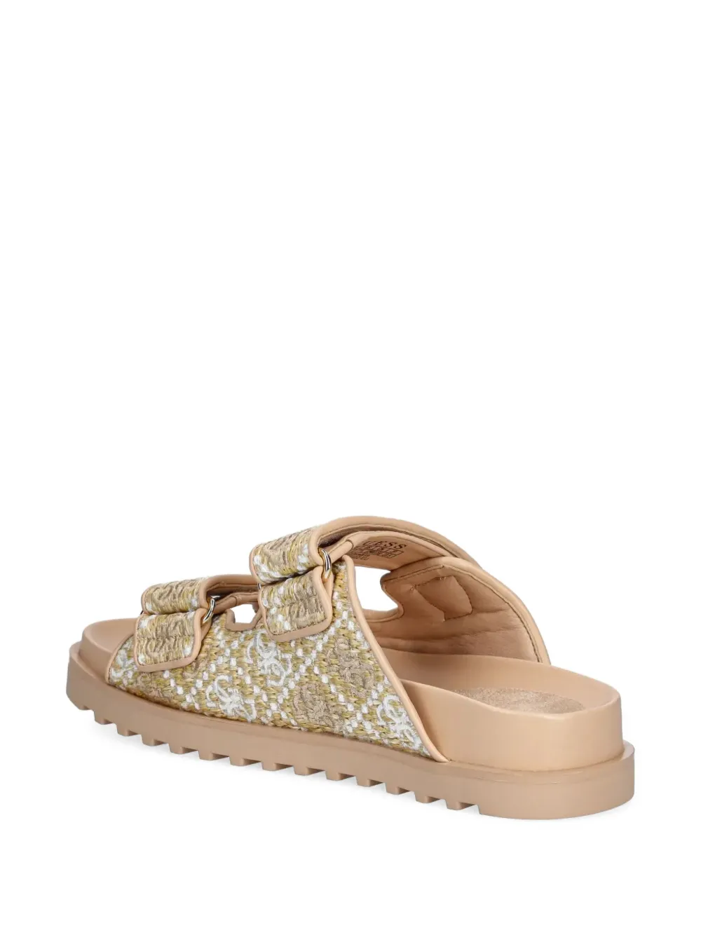GUESS USA Fadeliza embroidered double-strap flat sandals Neutrals