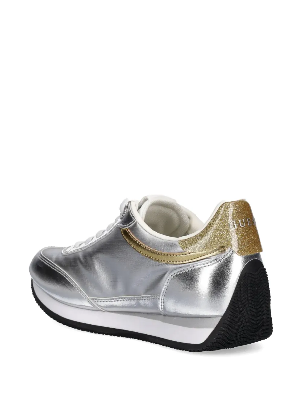 GUESS USA Skroll metallic-effect lace-up sneakers Silver