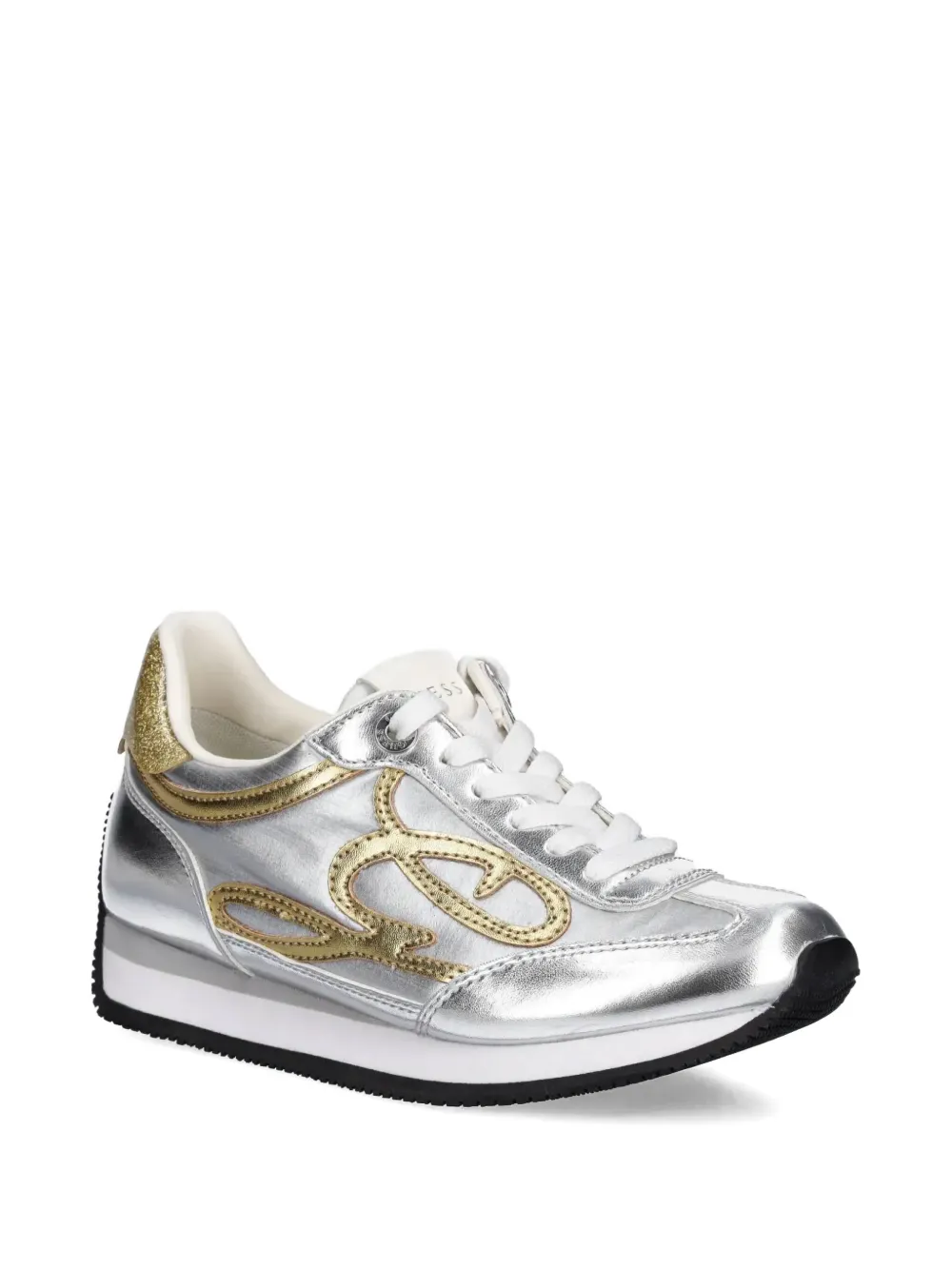 GUESS USA Metallic leren sneakers - Zilver