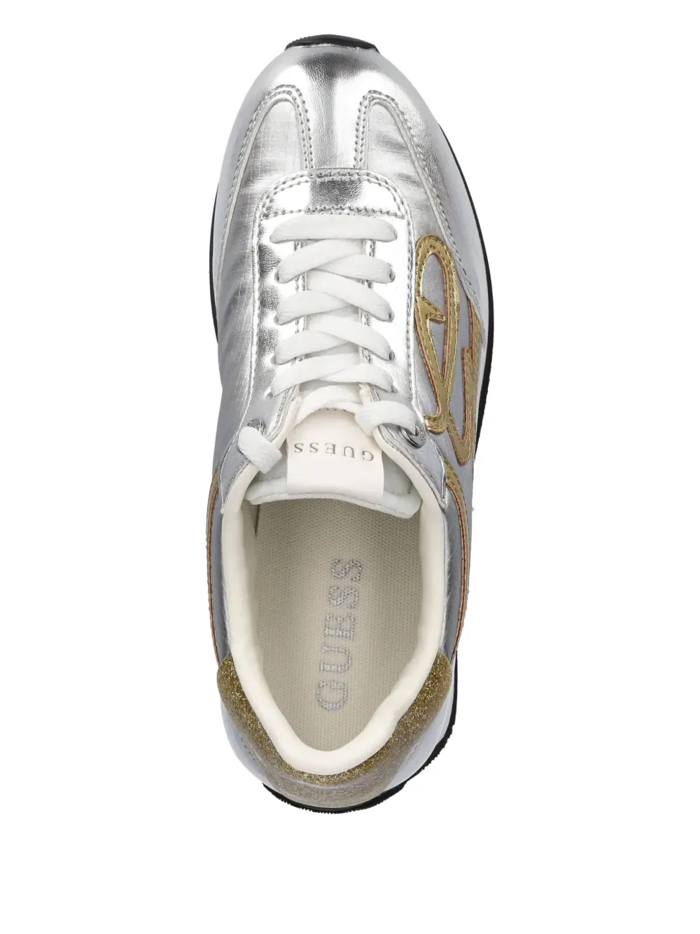GUESS USA Skroll metallic-effect lace-up sneakers Silver
