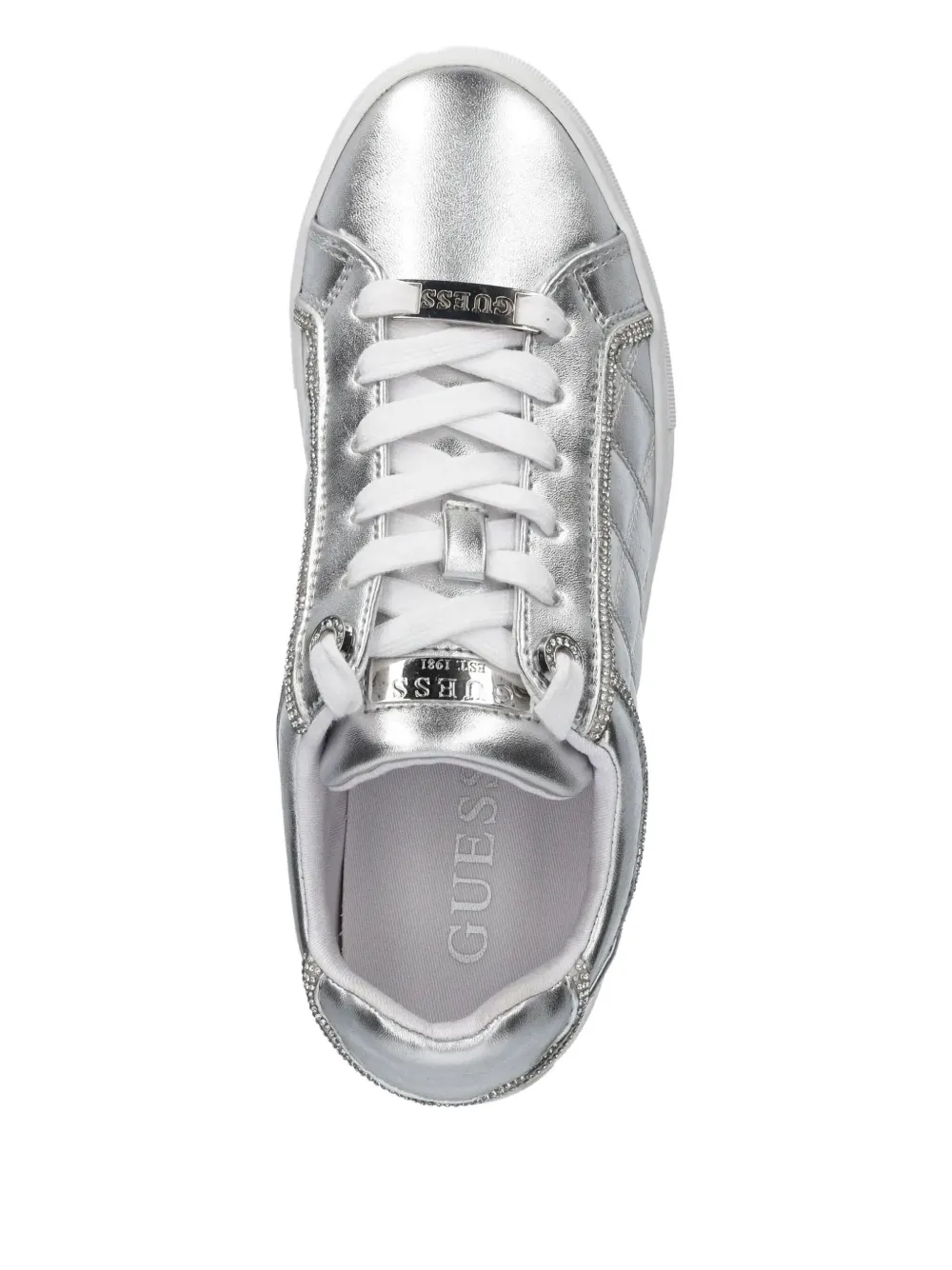 GUESS USA Gewatteerde metallic sneakers Zilver