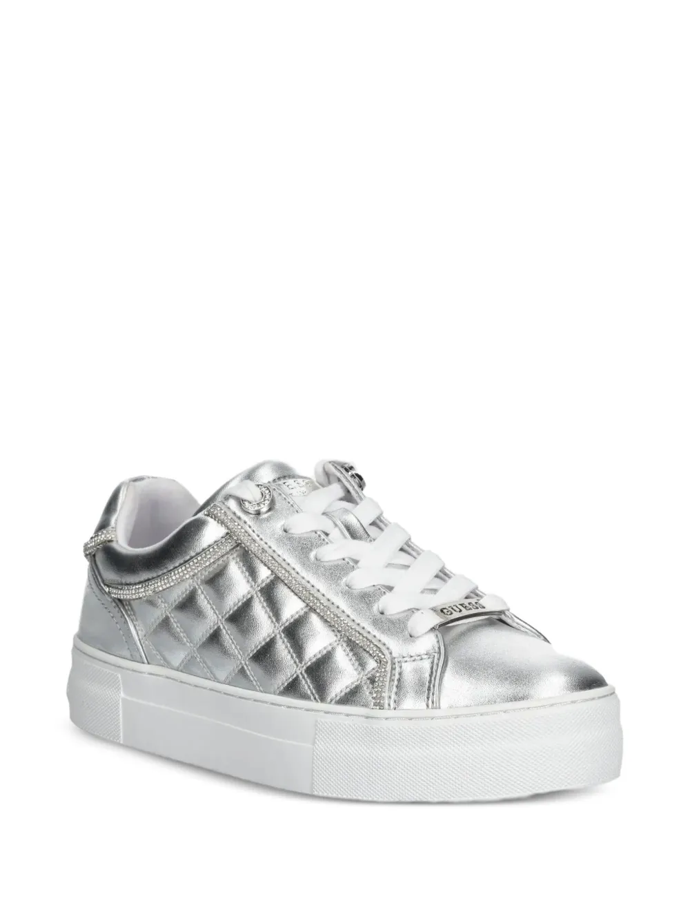 GUESS USA Gewatteerde metallic sneakers - Zilver