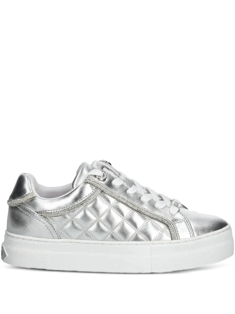 GUESS USA Gratea quilted metallic-effect sneakers | Silver | Image 1