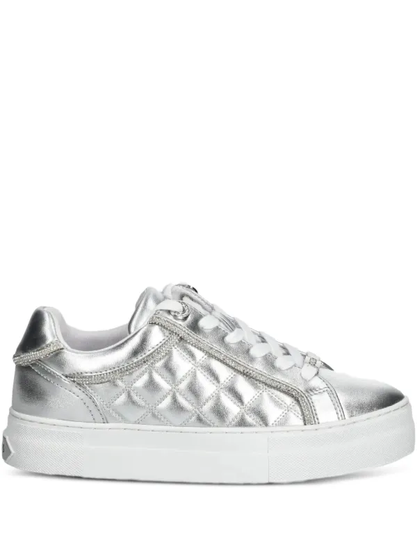 GUESS USA Gratea Quilted metallic-effect Sneakers Silver