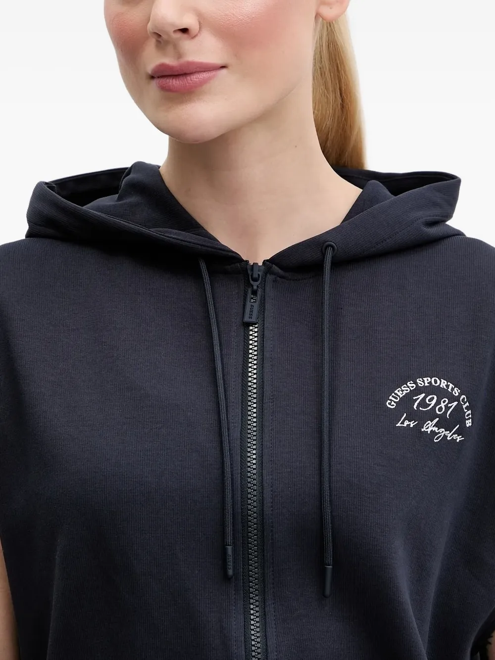 Guess Usa Hooded Zip-front Jumpsuit In Animal Print