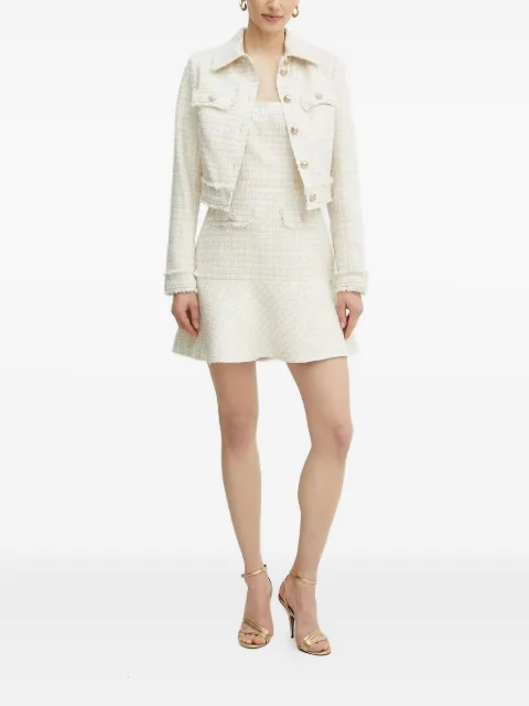 GUESS USA tweed-pattern pearl-embellishment mini dress
