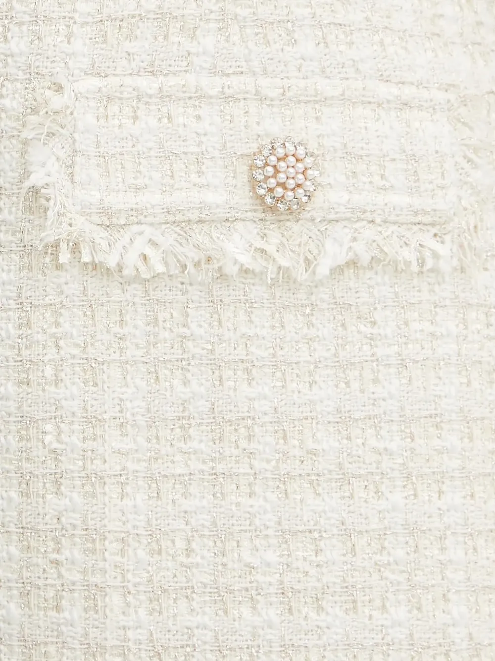 GUESS USA tweed-pattern pearl-embellishment mini dress Beige
