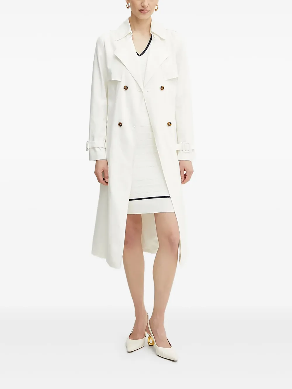 Guess Usa Double-breasted Trench Coat In White
