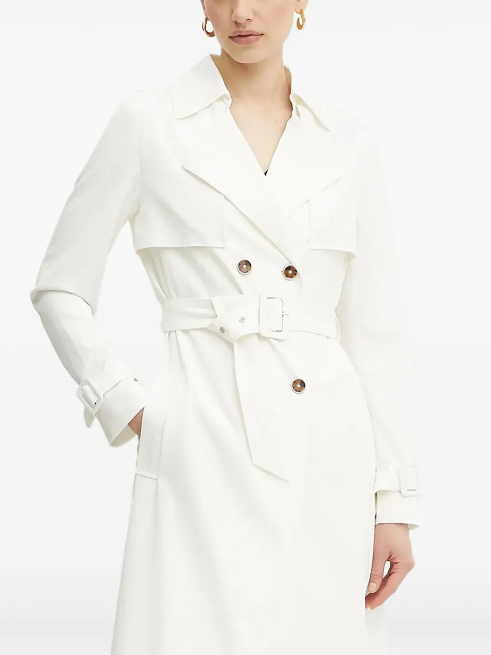 Guess Usa Double-breasted Trench Coat In White