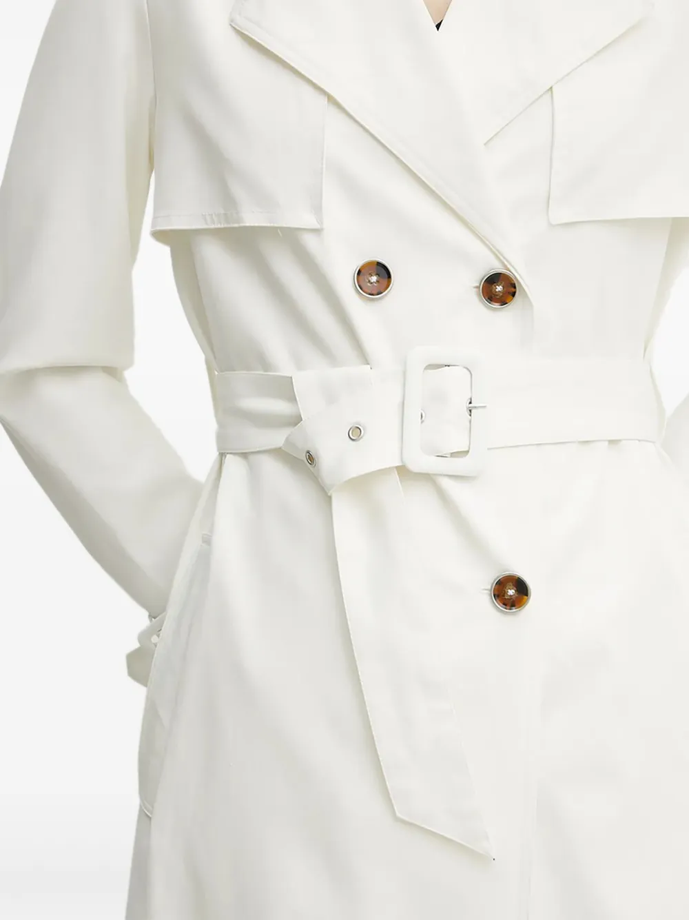 Guess Usa Double-breasted Trench Coat In White