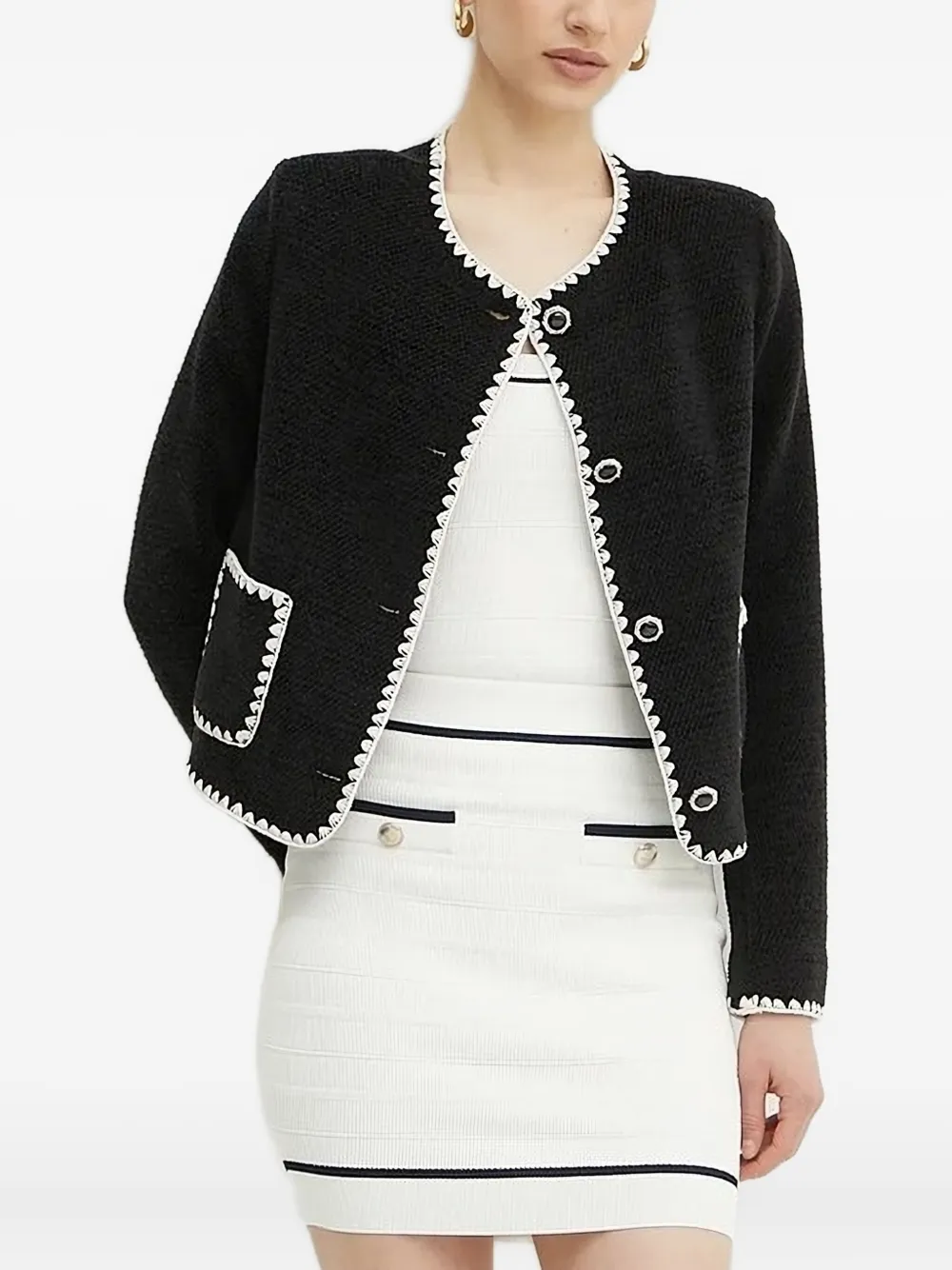 Guess Usa Whiptstich-trimmed Twill Jacket In Black