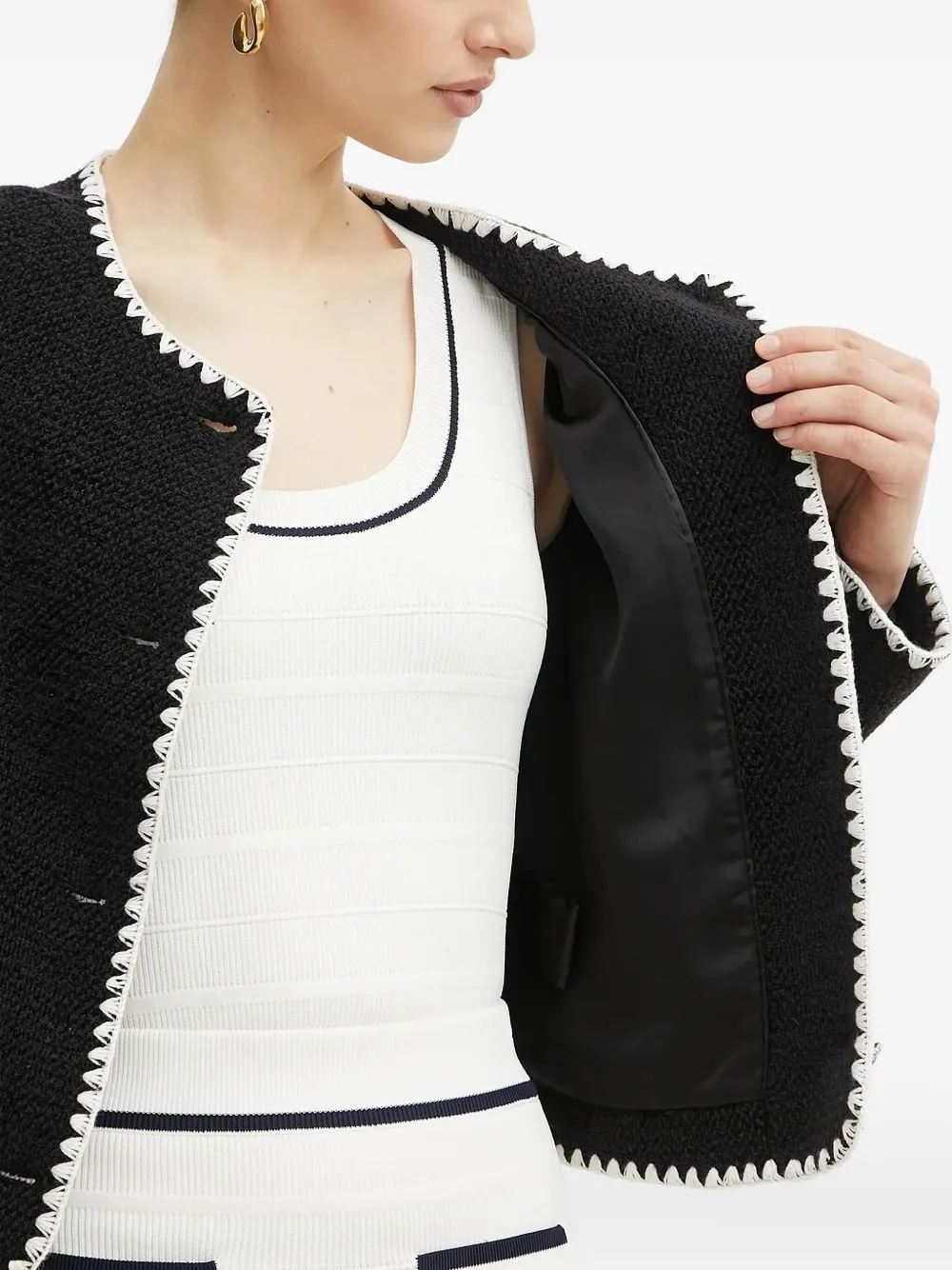 Guess Usa Whiptstich-trimmed Twill Jacket In Black
