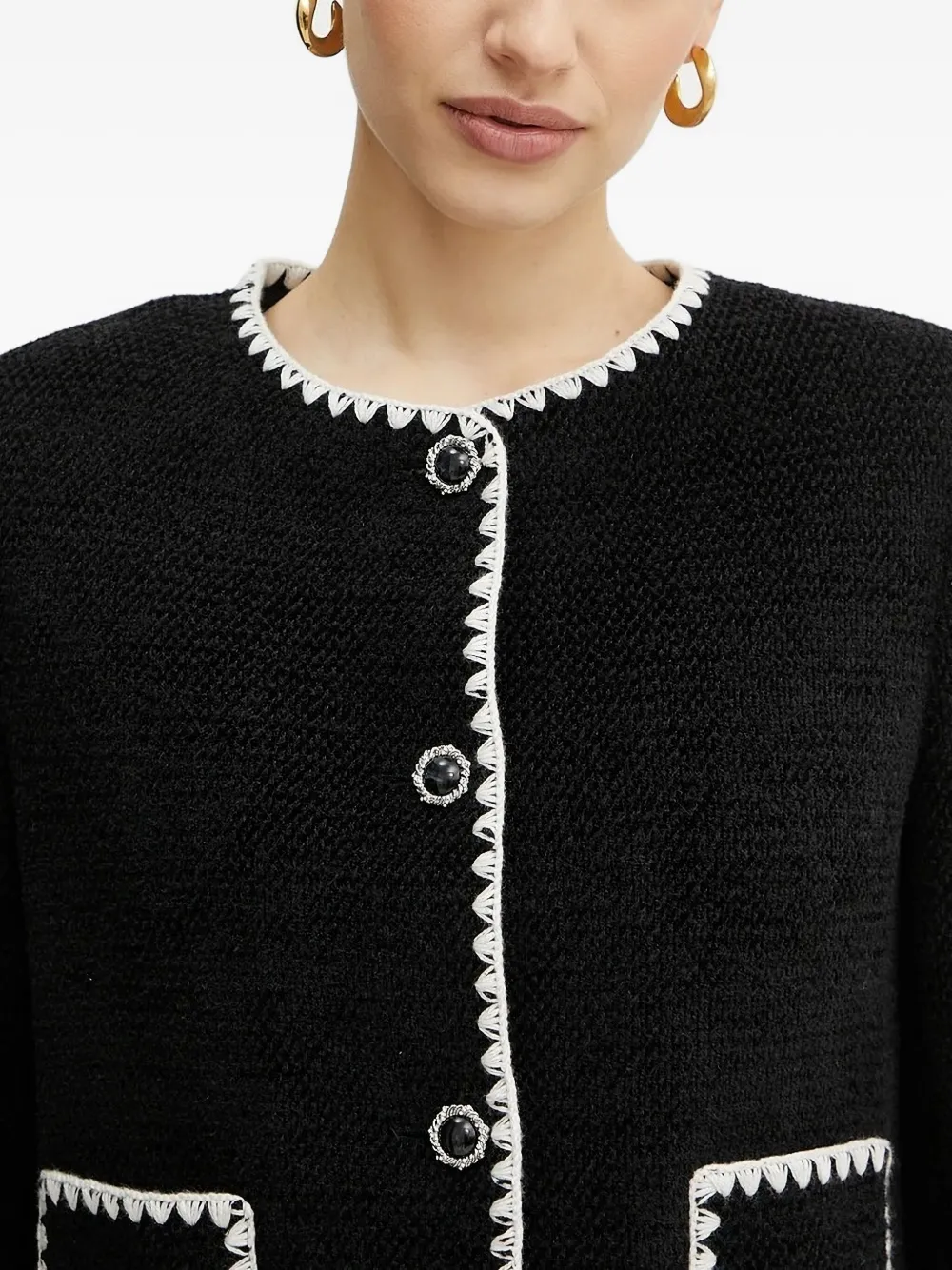 Guess Usa Whiptstich-trimmed Twill Jacket In Black