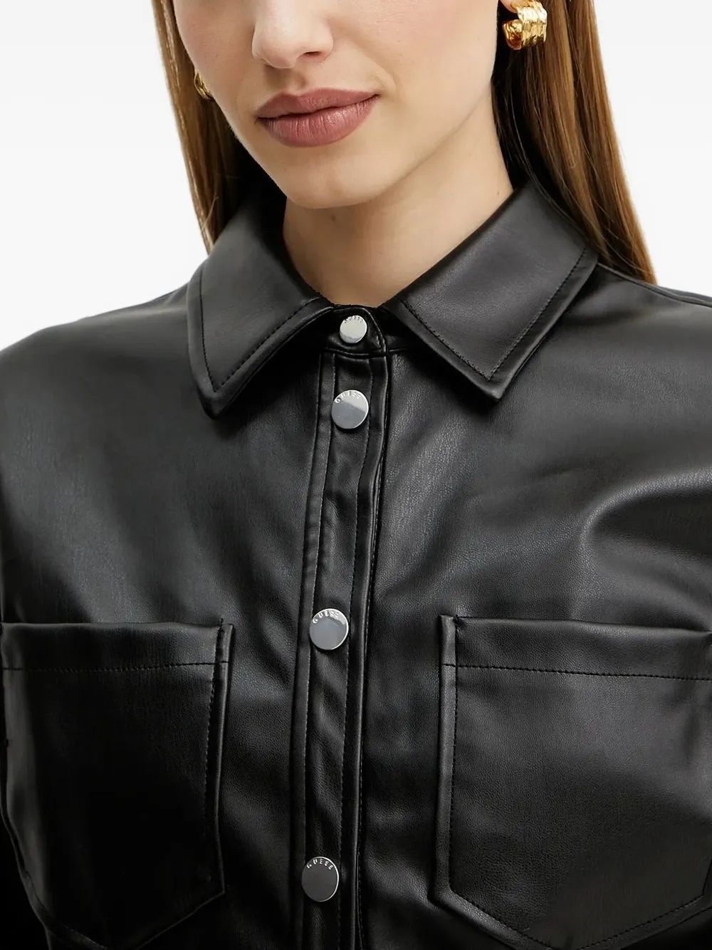 Guess Usa Lace-trimmed Jacket In Black