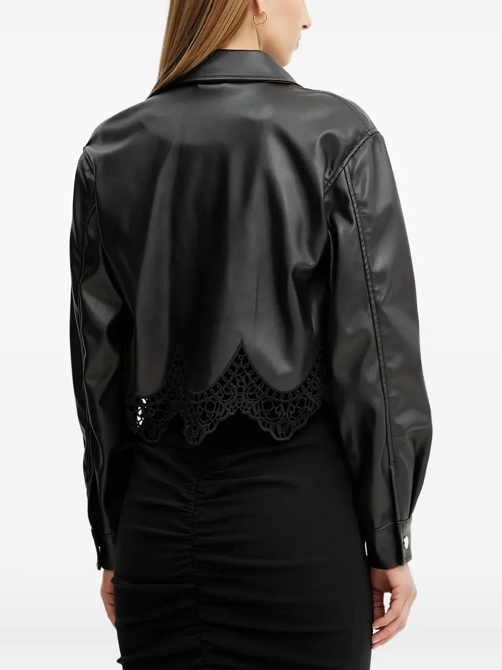 Guess Usa Lace-trimmed Jacket In Black