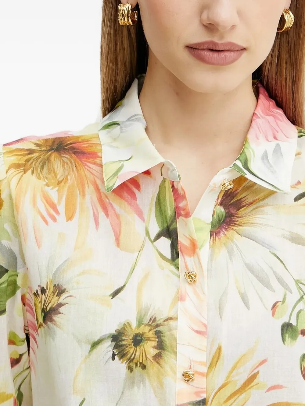 GUESS USA Blouse met bloemenprint Beige