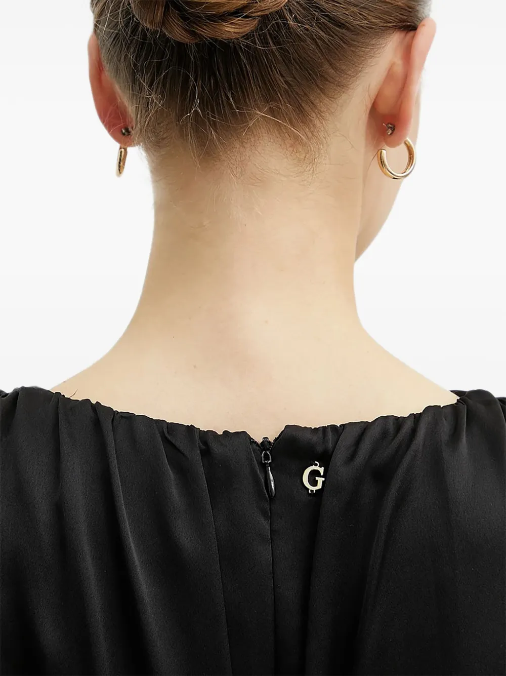 GUESS USA Geplooide maxi-jurk met V-hals Zwart