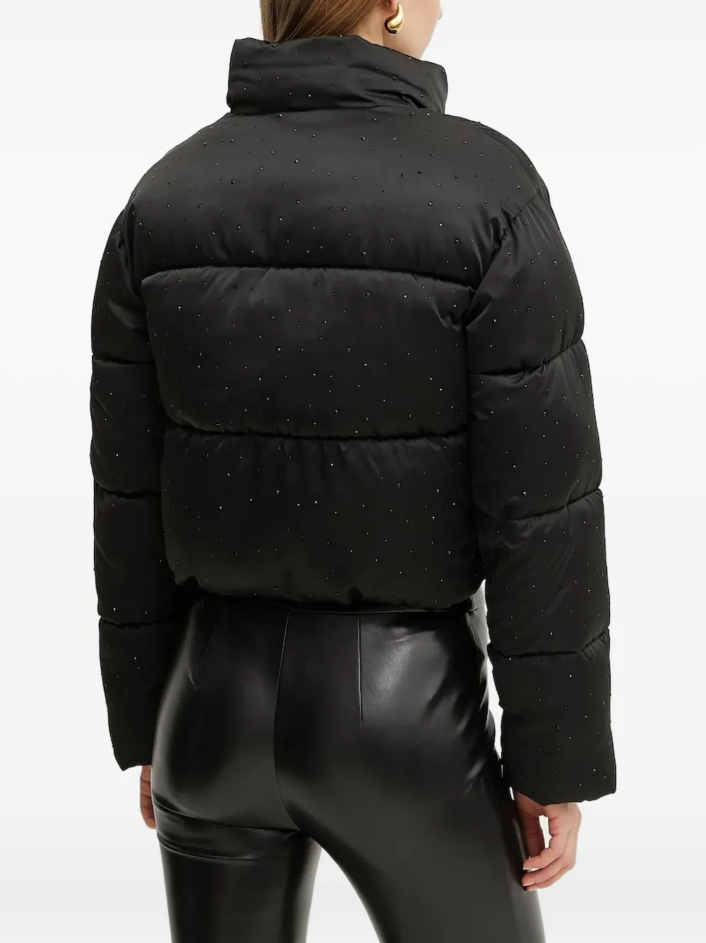 Guess Usa Quilted Embellished Jacket In Black