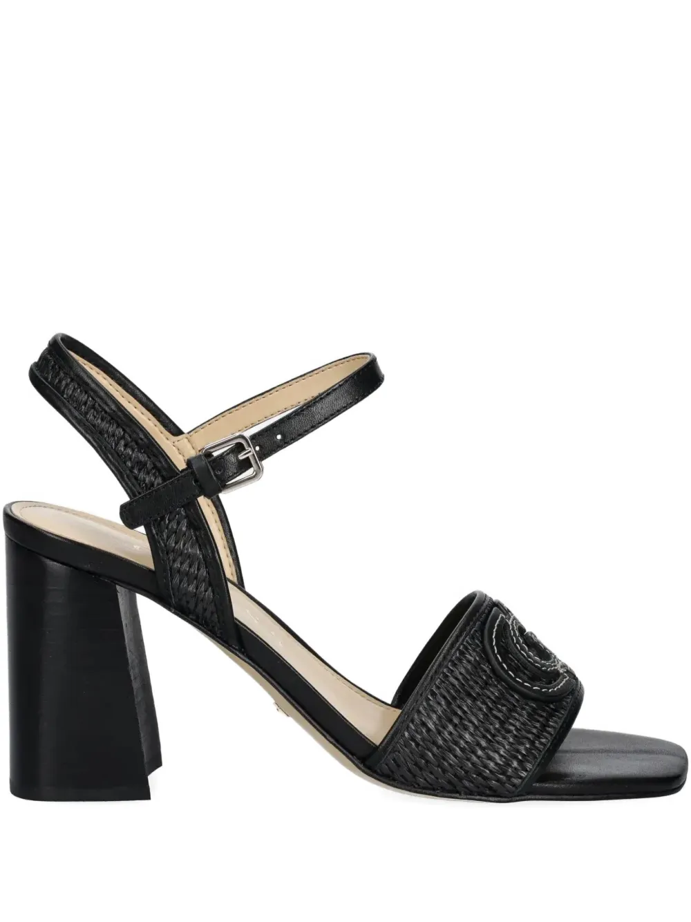 GUESS USA 85mm Ganika woven-strap block-heel sandals Black