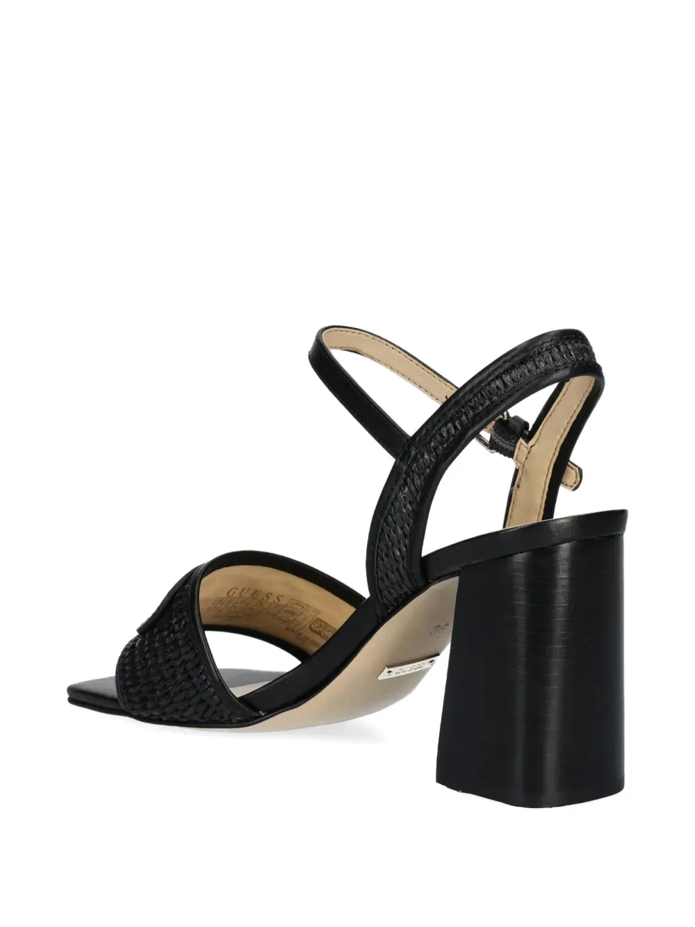GUESS USA 85mm Ganika woven-strap block-heel sandals Black
