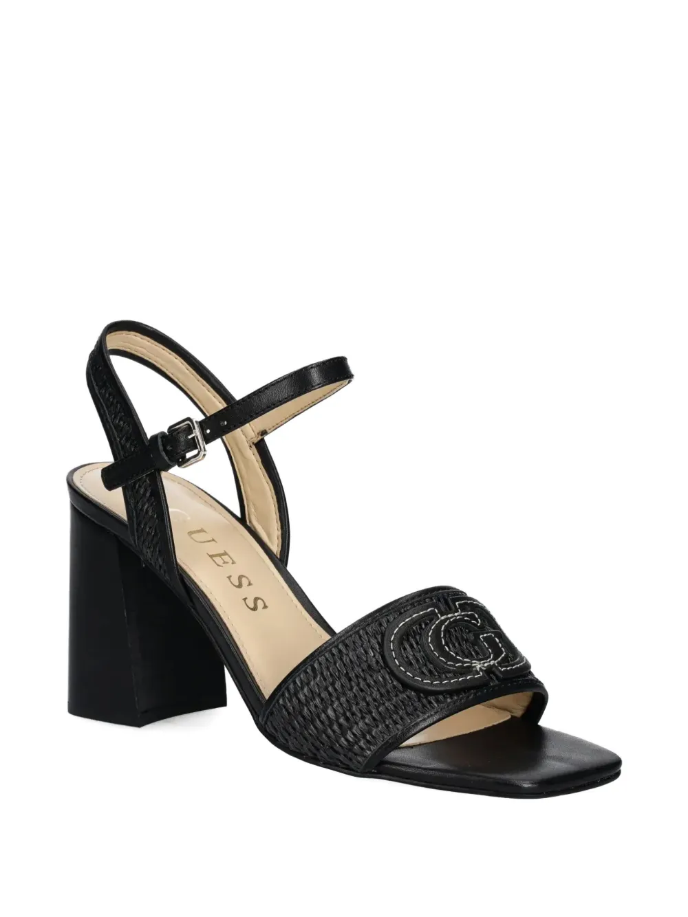 GUESS USA 85mm Ganika woven-strap block-heel sandals Black