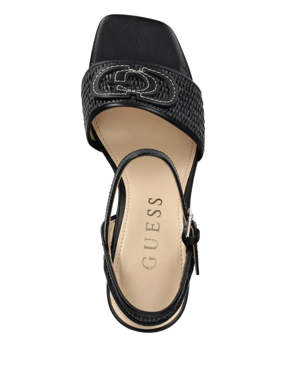 GUESS USA 85mm Ganika woven-strap block-heel sandals Black