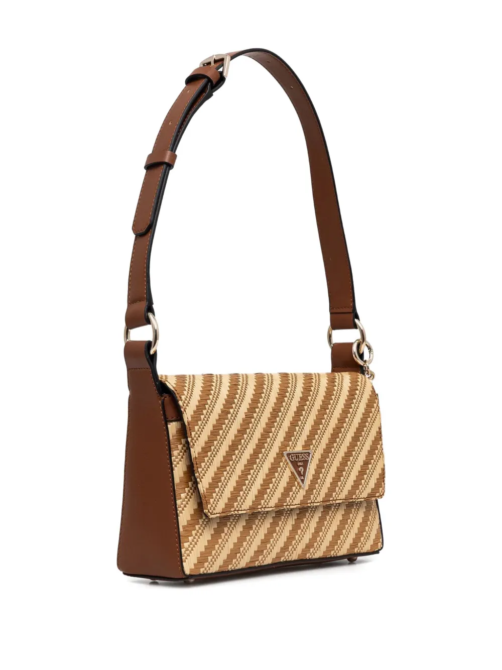 GUESS USA Gestreepte schoudertas - Beige