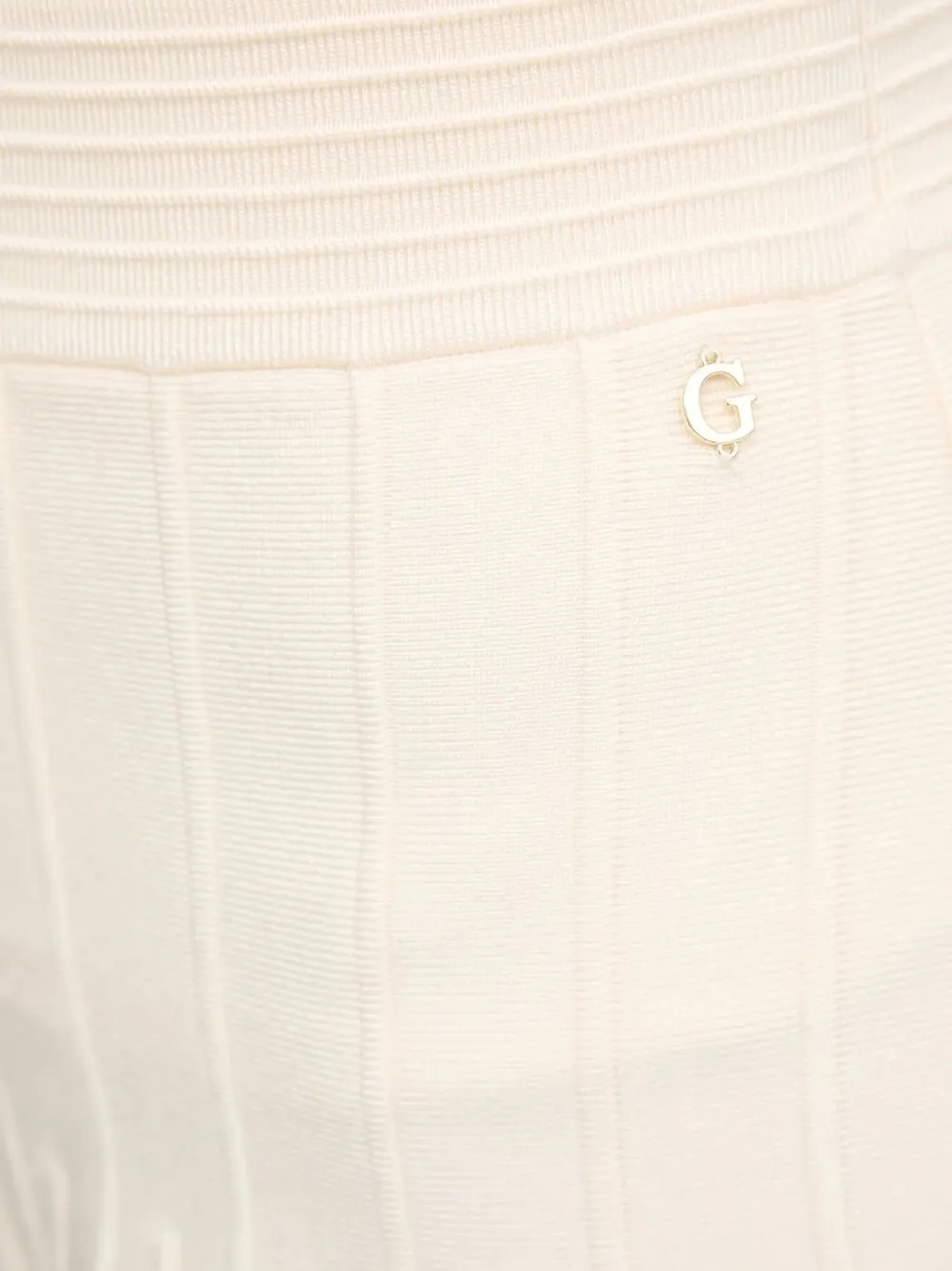 Guess Usa Ribbed-flared Mini Skirt In White