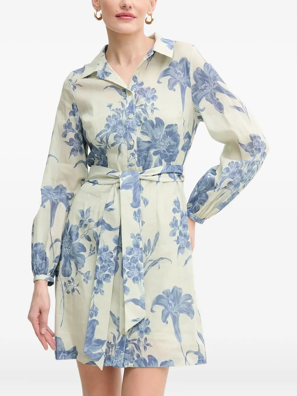GUESS USA floral-print belted shirt dress | Neutrals | Image 1