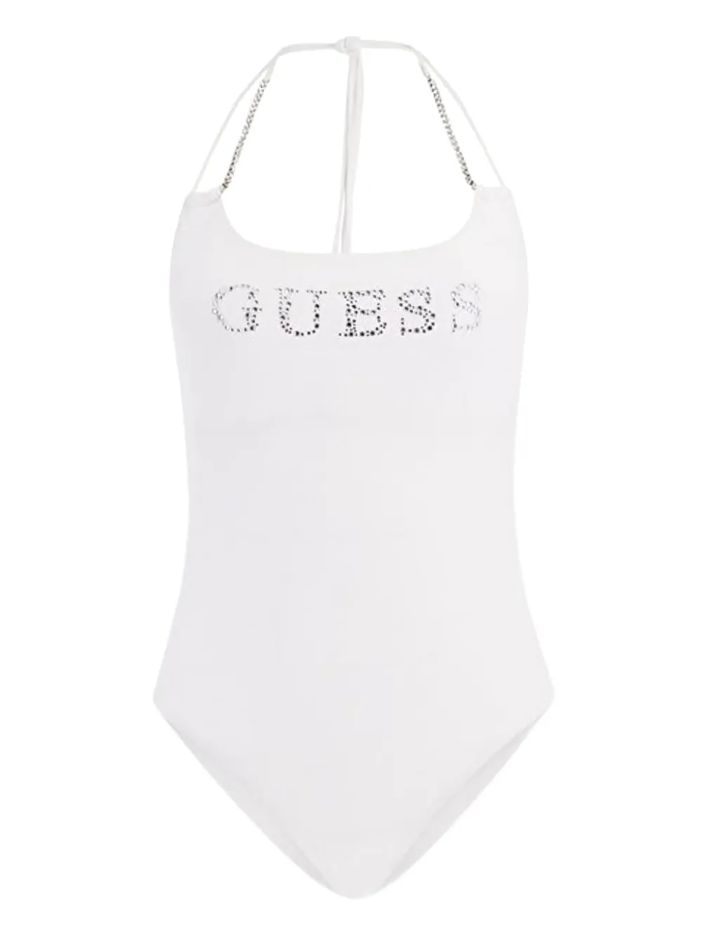 GUESS USA ラインストーン ホルターネック水着 - ホワイト GUESS USA ラインストーン ホルターネック水着 - ホワイト