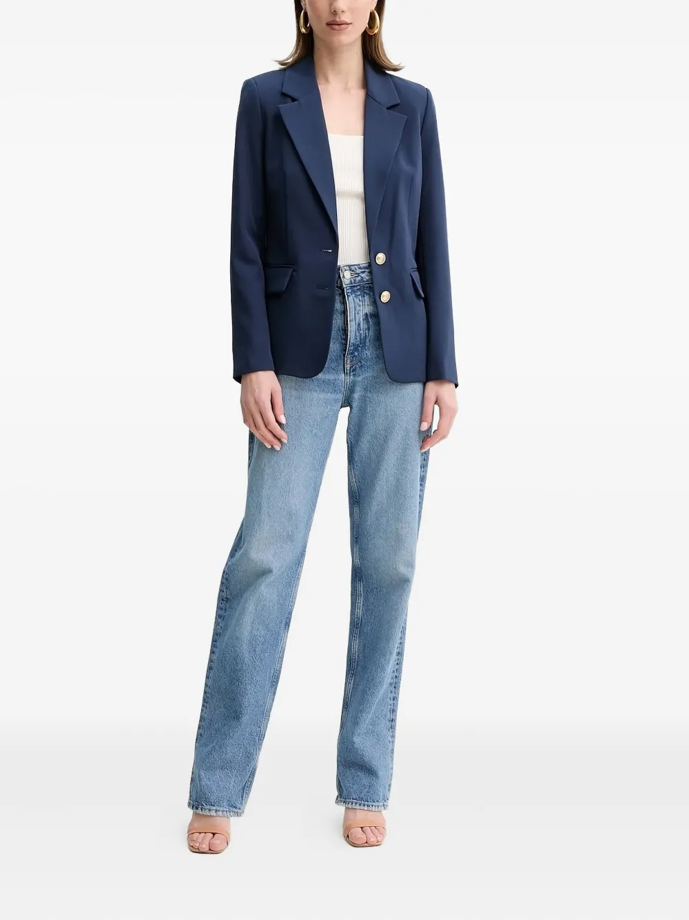 Guess Usa Embellished Notched-lapel Blazer In Blue