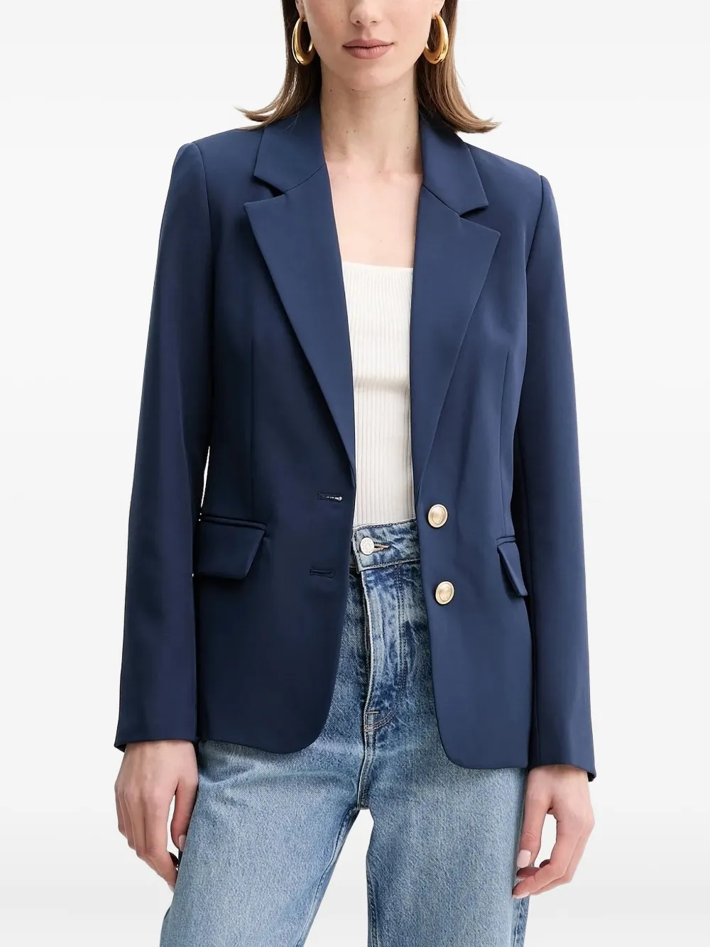 Guess Usa Embellished Notched-lapel Blazer In Blue
