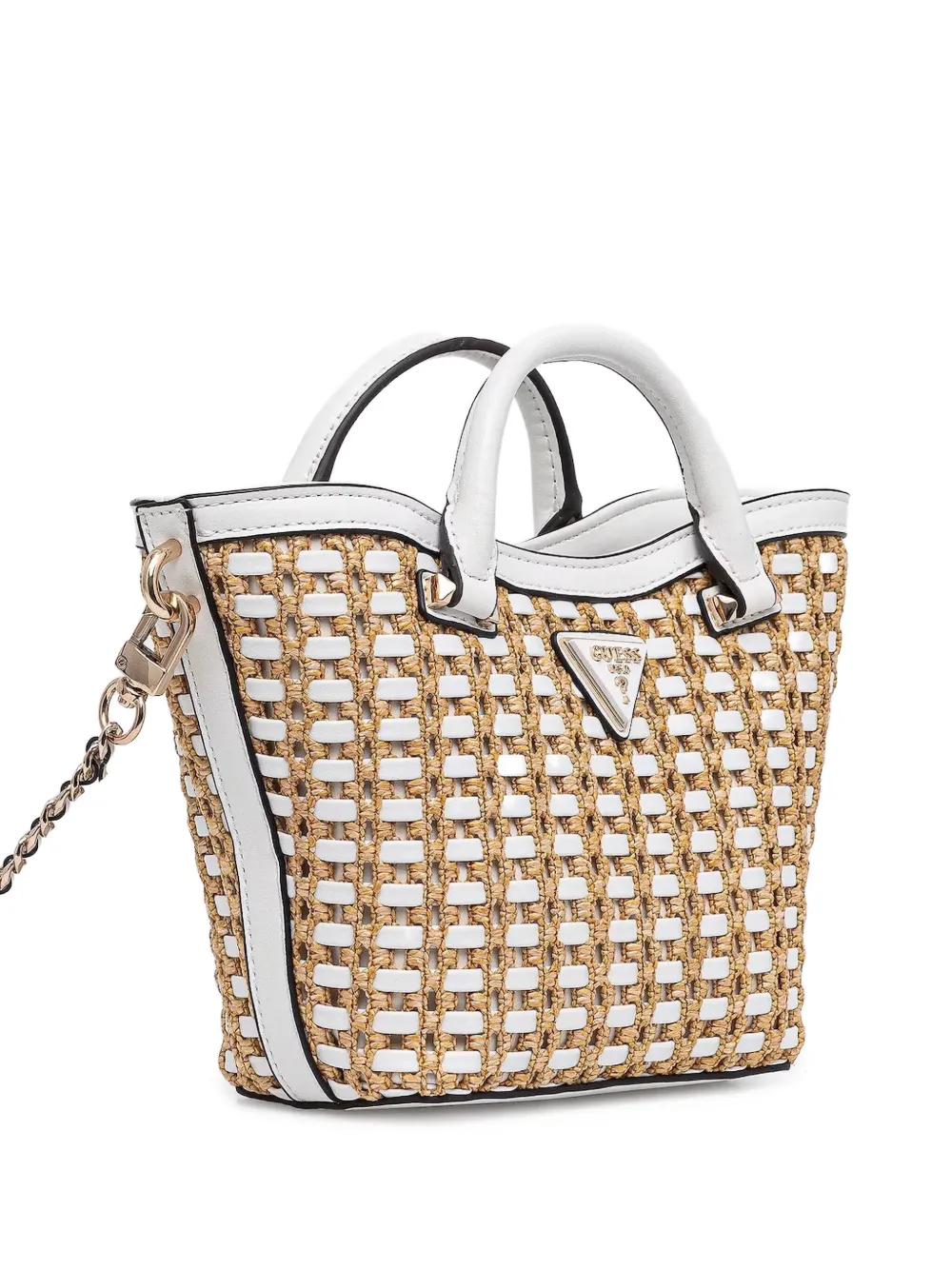 GUESS USA Geweven tas met handgreep Wit
