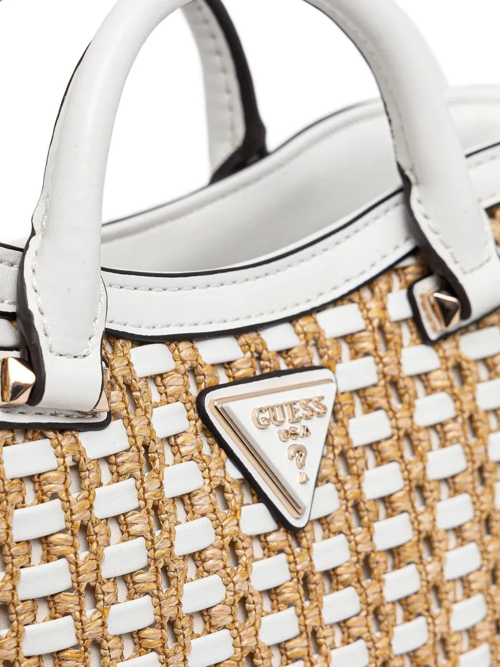 GUESS USA Geweven tas met handgreep Wit