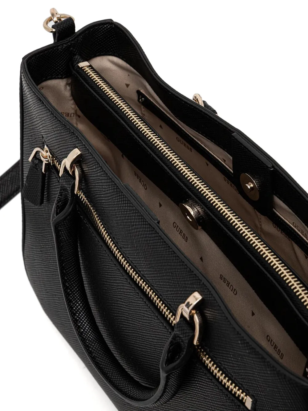 GUESS USA Schoudertas met structuur en logo Zwart