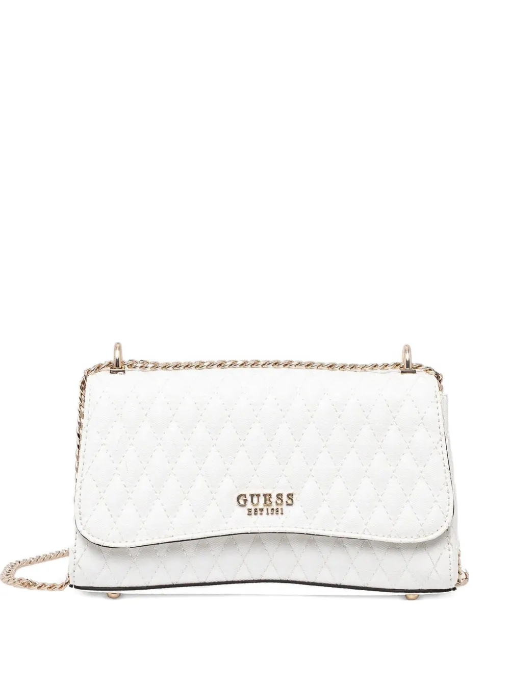 GUESS USA キルティングレザー ショルダーバッグ - ホワイト GUESS USA キルティングレザー ショルダーバッグ - ホワイト