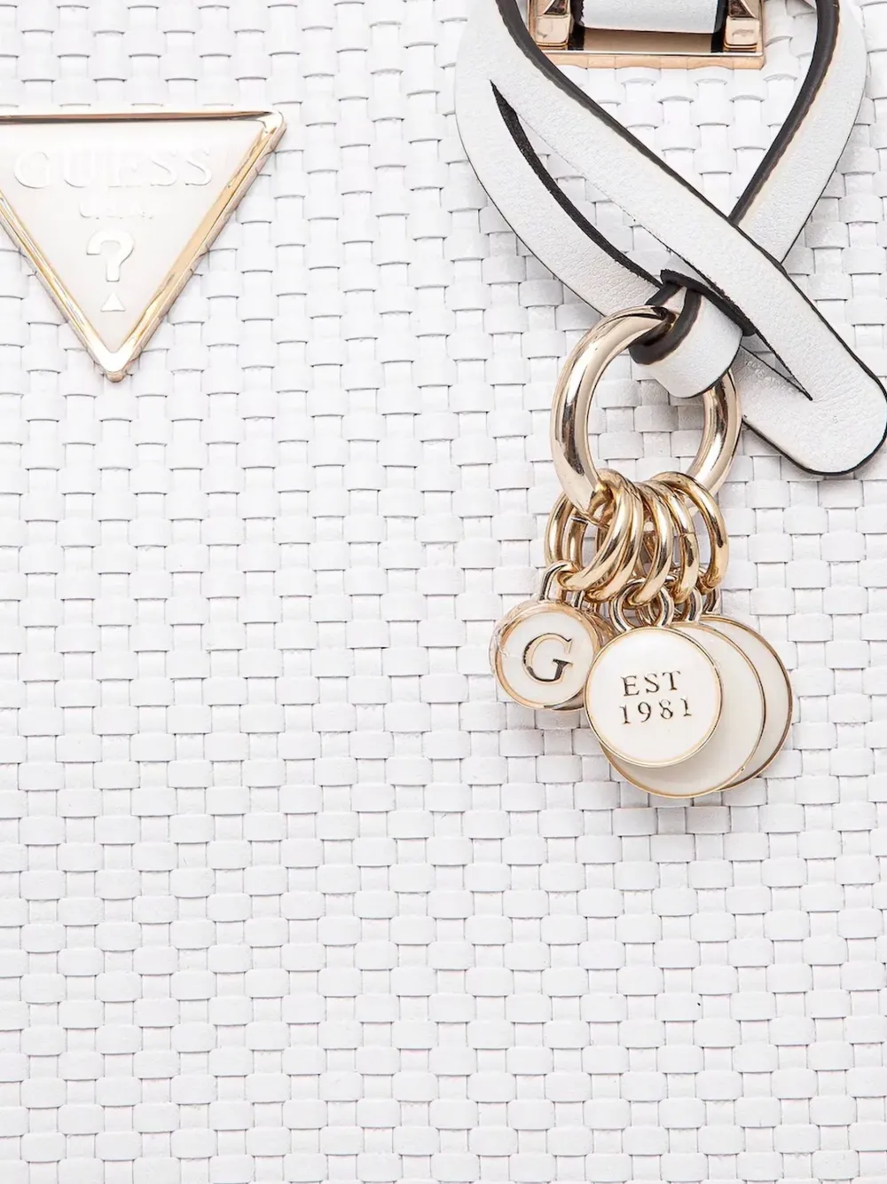 GUESS USA Leren tas met handgreep en textuur Wit