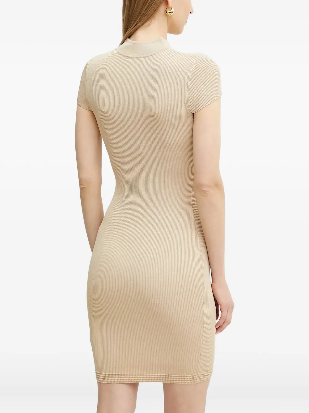 GUESS USA Geribbelde mini-jurk met keyhole-detail - Beige