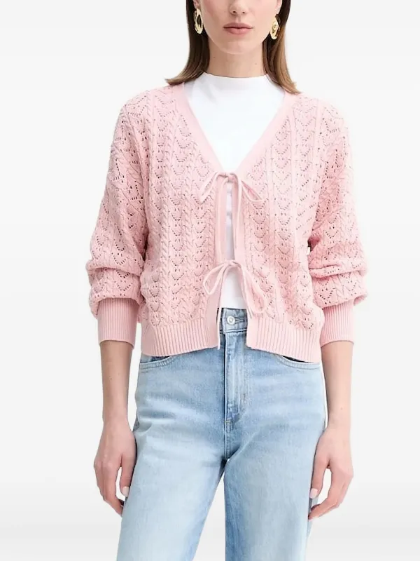 GUESS USA tie-front open-knit Cardigan Pink FARFETCH PH