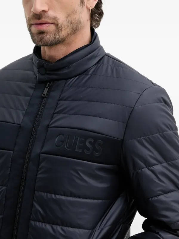 GUESS USA Quilted Logo Jacket | Blue | FARFETCH PH