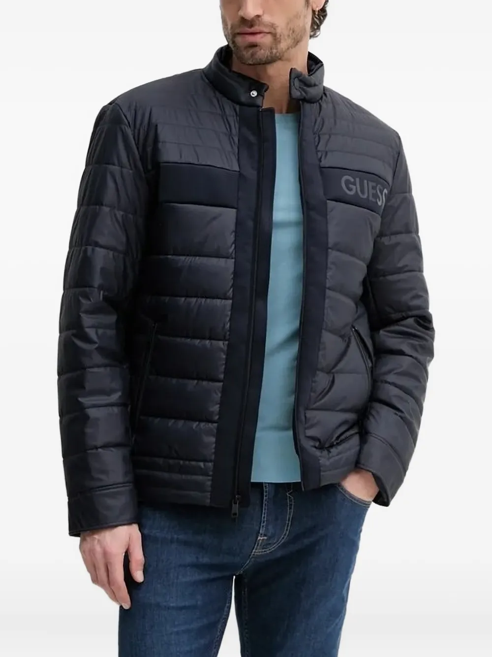 GUESS USA quilted logo jacket | Blue | Image 1