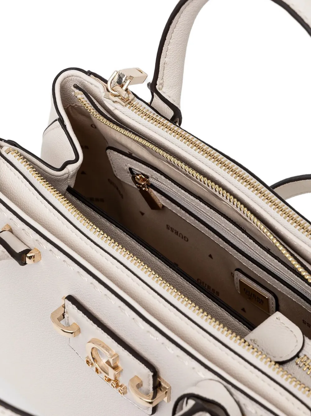 GUESS USA Tas met gestructureerde leren handgreep Wit