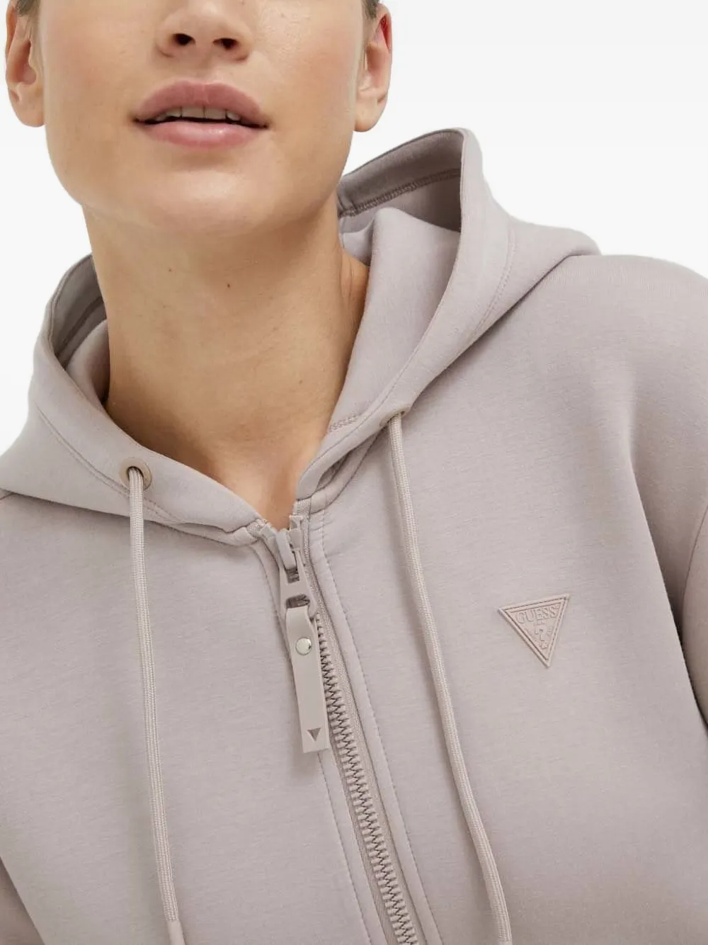 GUESS USA Hoodie met logoplakkaat Beige
