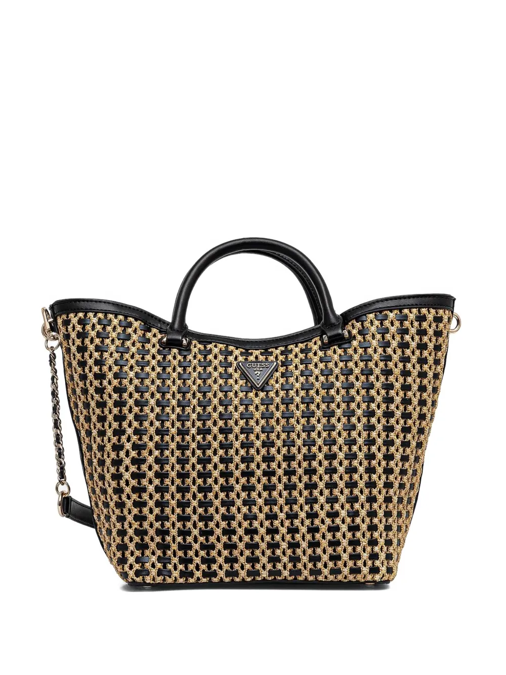 GUESS USA Geweven shopper met pied-de-poule print Beige