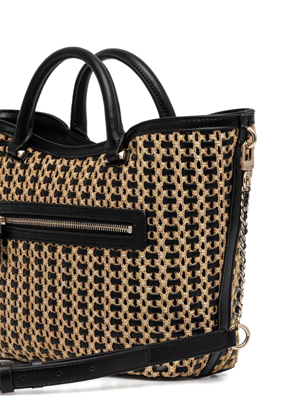 GUESS USA Geweven shopper met pied-de-poule print Beige