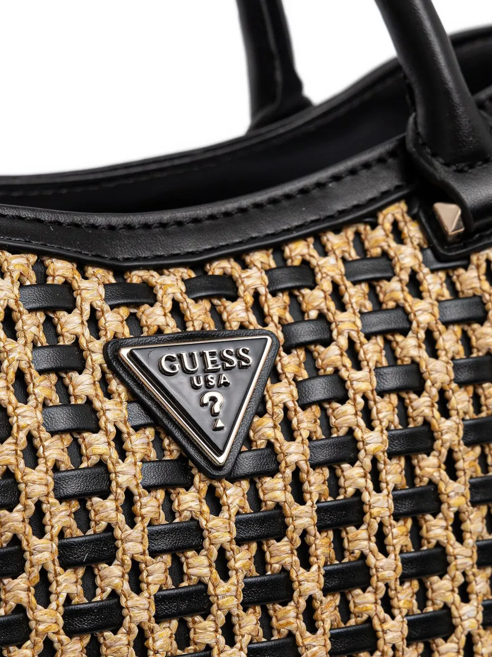 GUESS USA Geweven shopper met pied-de-poule print Beige