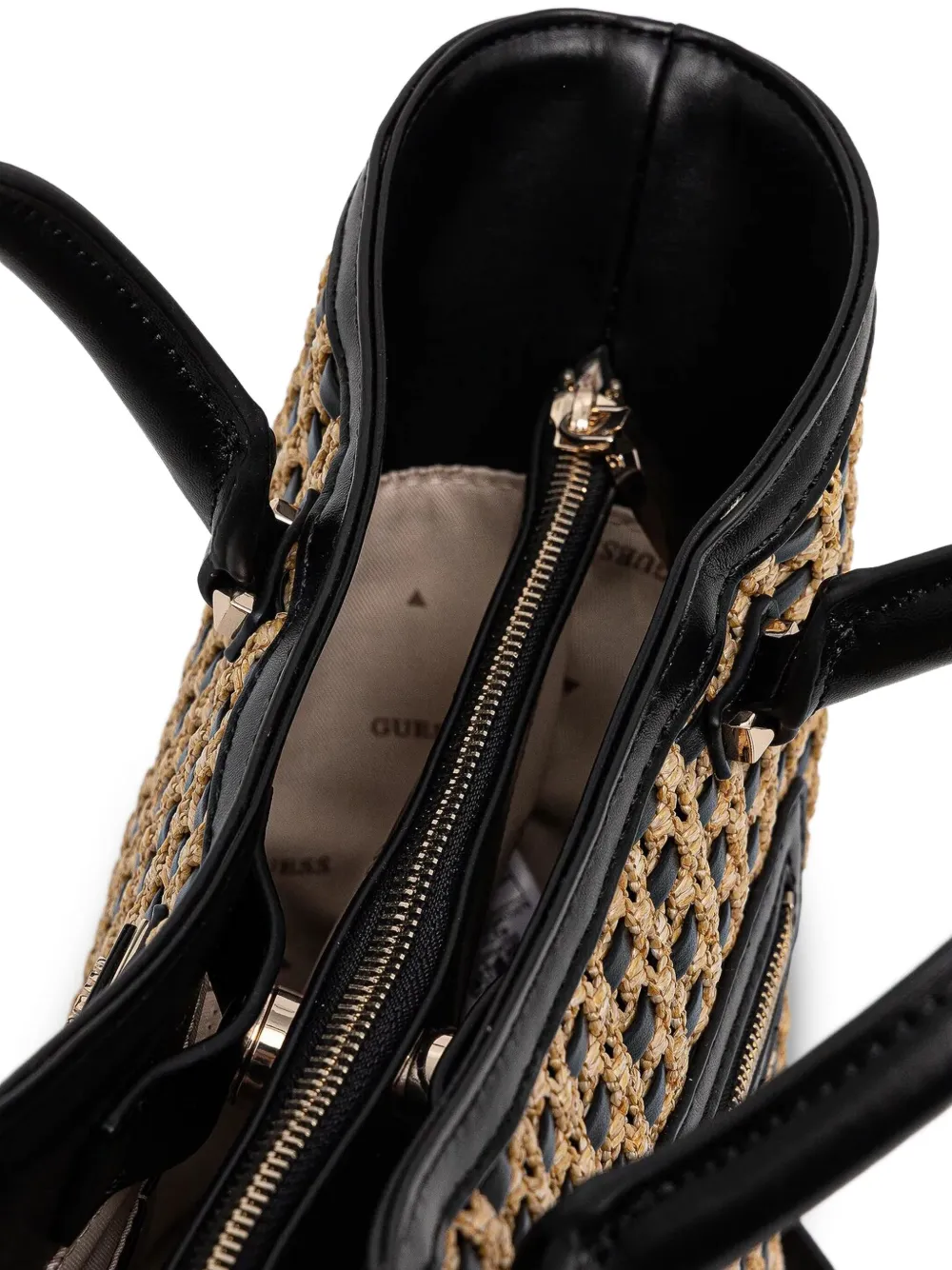 GUESS USA Geweven shopper met pied-de-poule print Beige