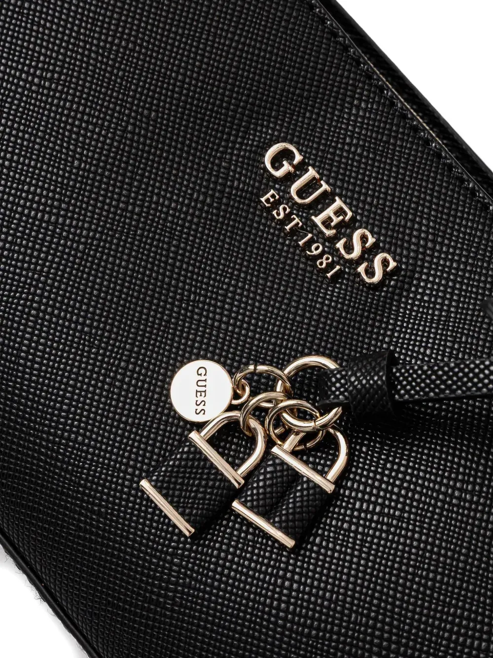 GUESS USA Leren handtas met textuur Zwart